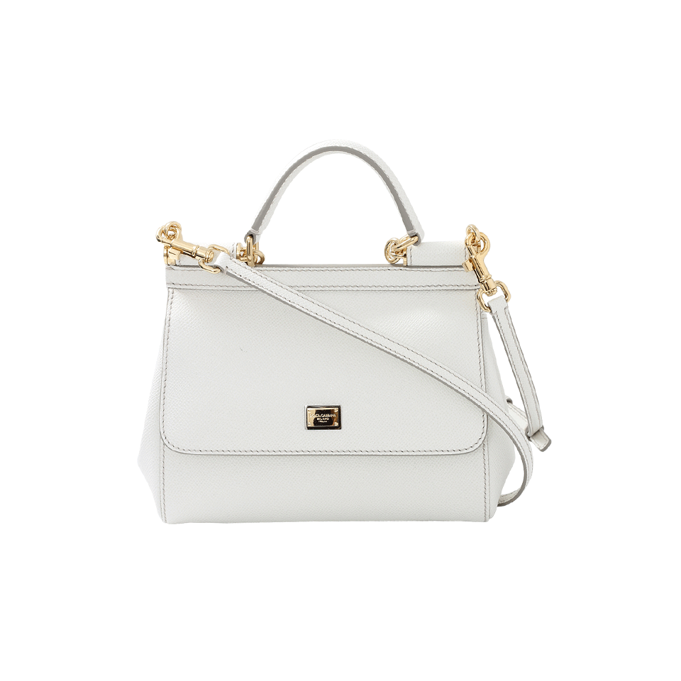 DOLCE & GABBANA-Dauphine Print Mini Sicily Bag-BIANCO