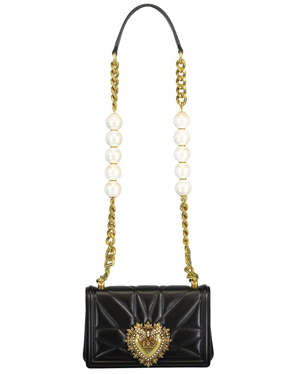 DOLCE & GABBANA-Black Quilted Nappa Medium Devotion Bag-BLACK