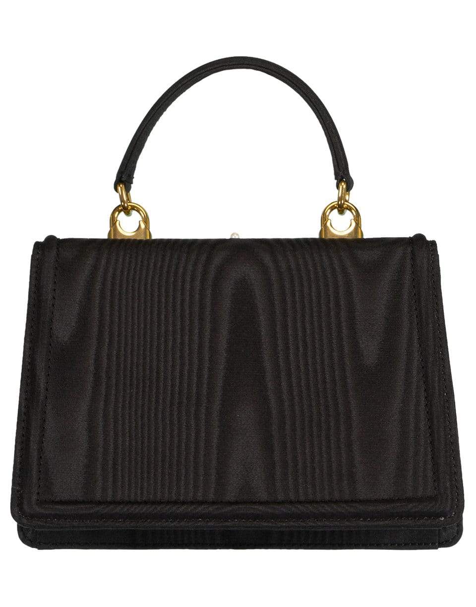 DOLCE & GABBANA-Black Small Moire Devotion Bag-BLACK