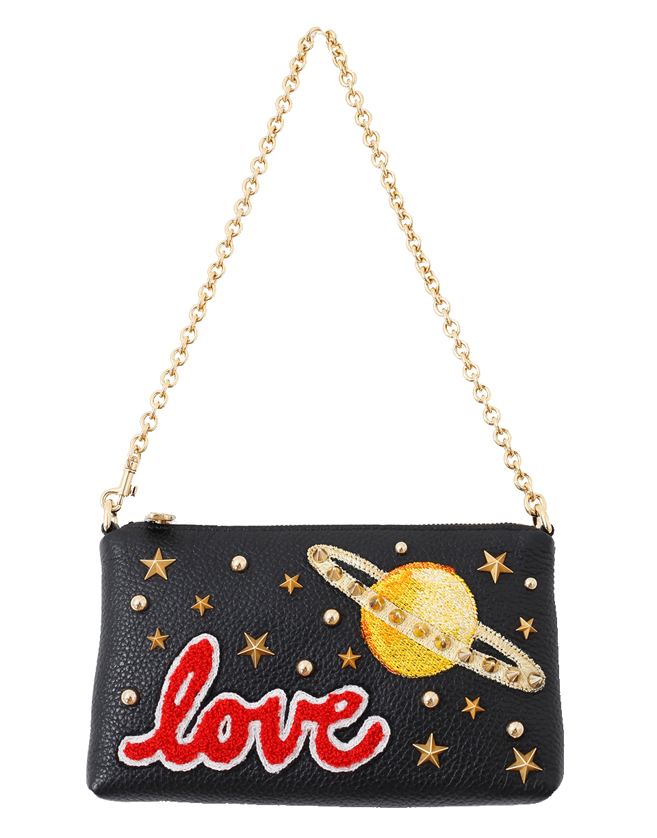 DOLCE & GABBANA-Embroidered Love Space Clutch-BLACK