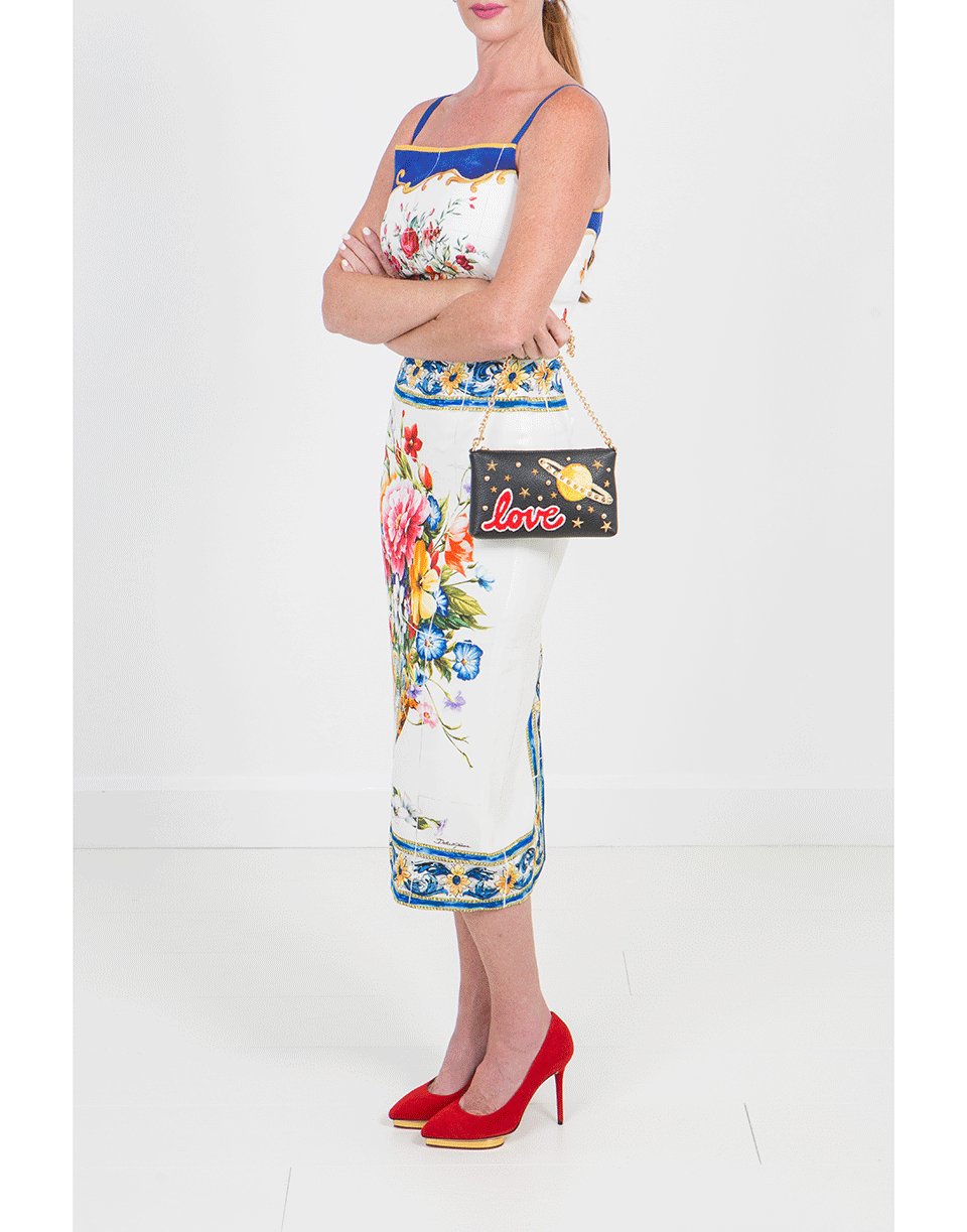 DOLCE & GABBANA-Embroidered Love Space Clutch-BLACK