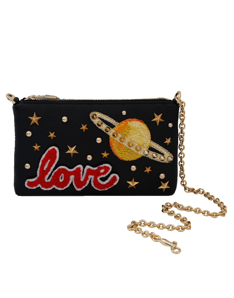DOLCE & GABBANA-Embroidered Love Space Clutch-BLACK