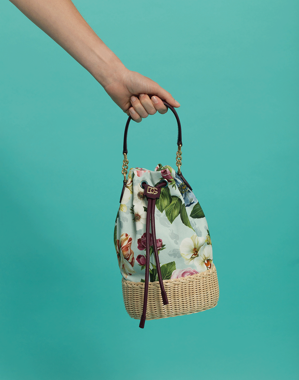 DOLCE & GABBANA-Floral Print Bucket Bag-BLUE