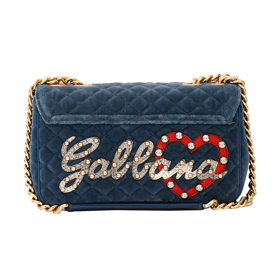 DOLCE & GABBANA-Lucia Dolce Logo Velvet Bag-BLUE