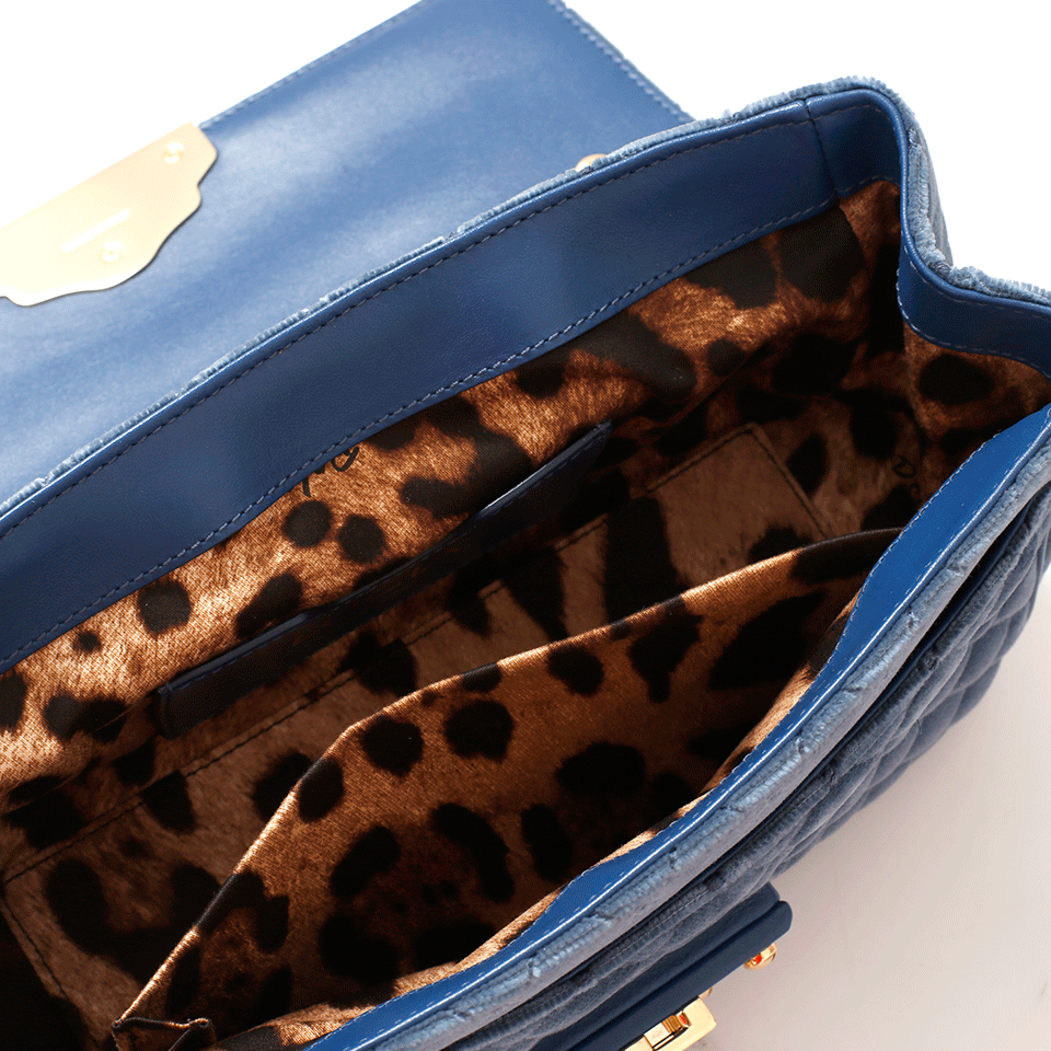 DOLCE & GABBANA-Lucia Dolce Logo Velvet Bag-BLUE