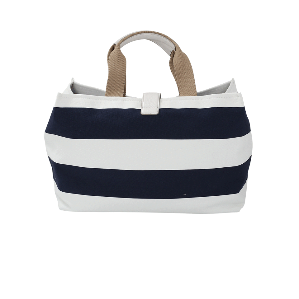 DOLCE & GABBANA-Canvas Striped Shopper-BLUE/WHT