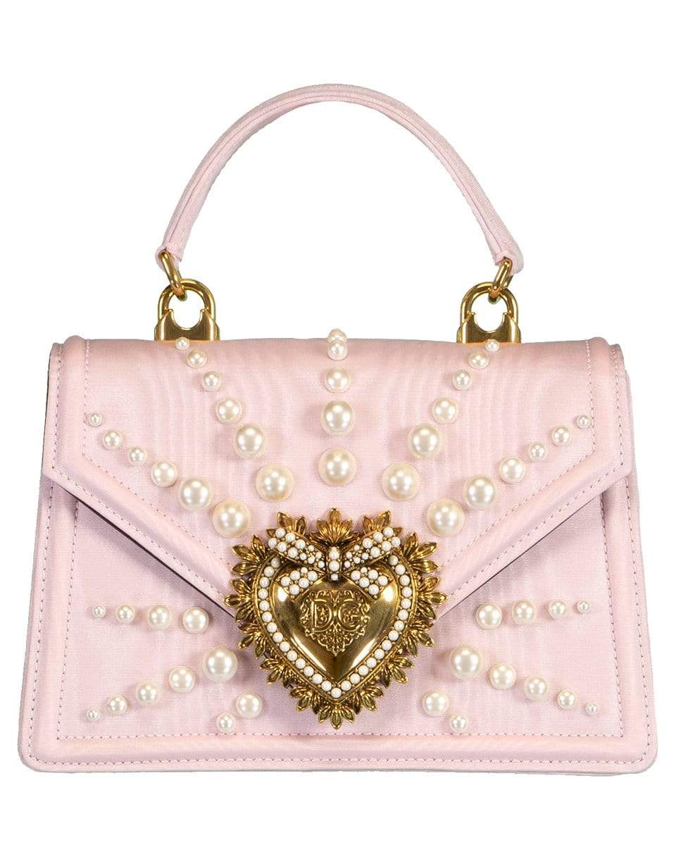 DOLCE & GABBANA-Cipria Small Moire Devotion Bag-CIPRIA