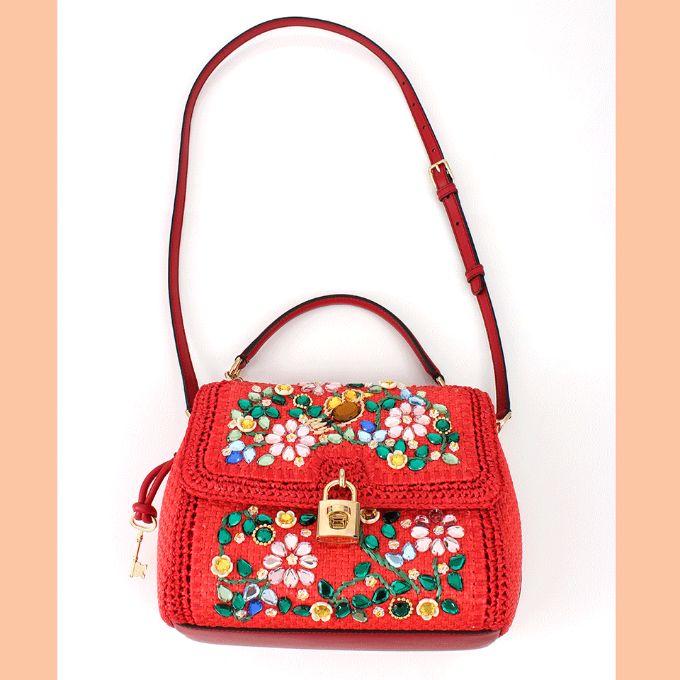 DOLCE & GABBANA-Embroidered Front Flap Bag-CORAL
