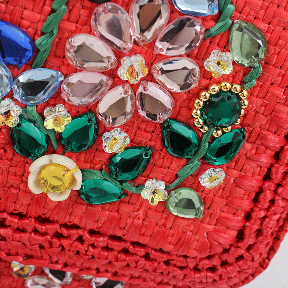 DOLCE & GABBANA-Embroidered Front Flap Bag-CORAL