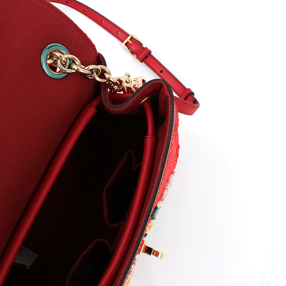 DOLCE & GABBANA-Embroidered Front Flap Bag-CORAL