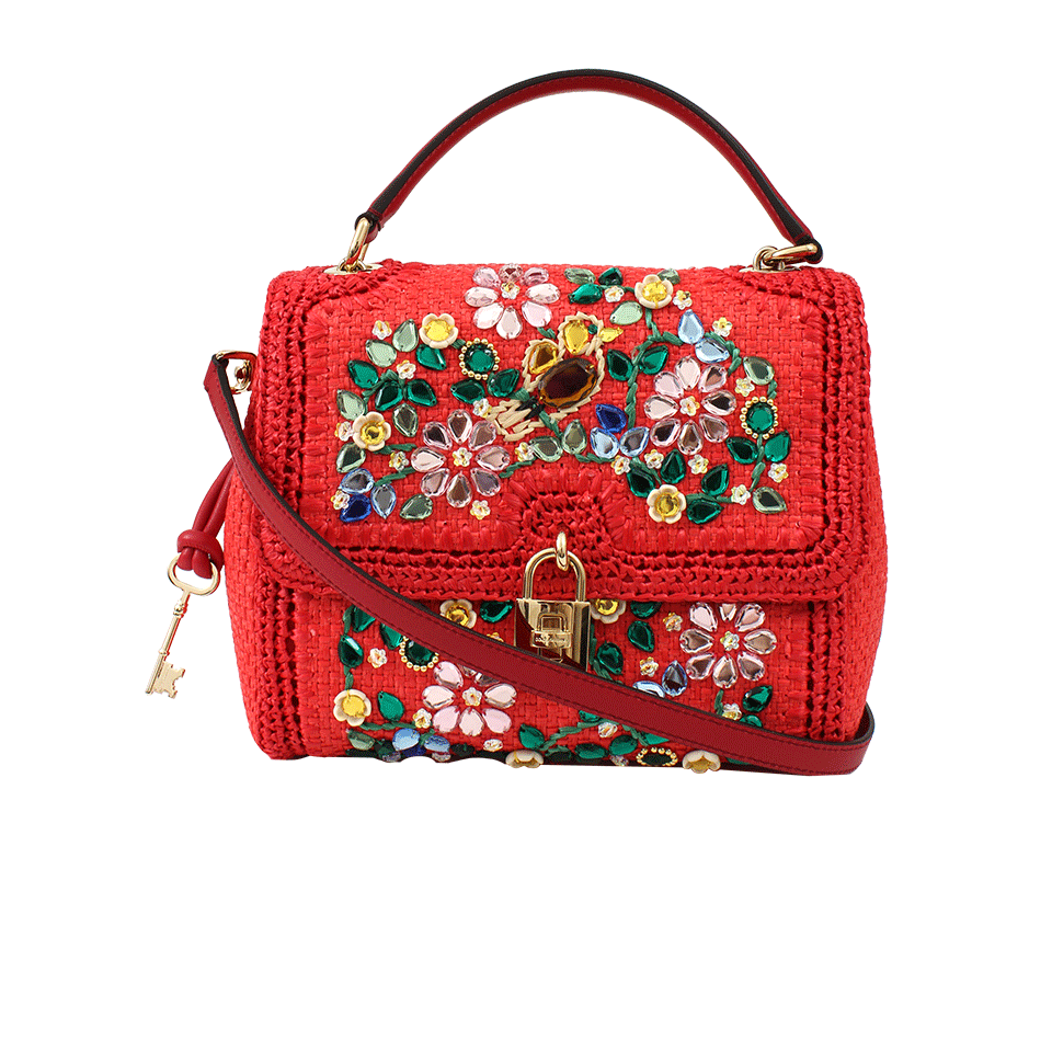 DOLCE & GABBANA-Embroidered Front Flap Bag-CORAL