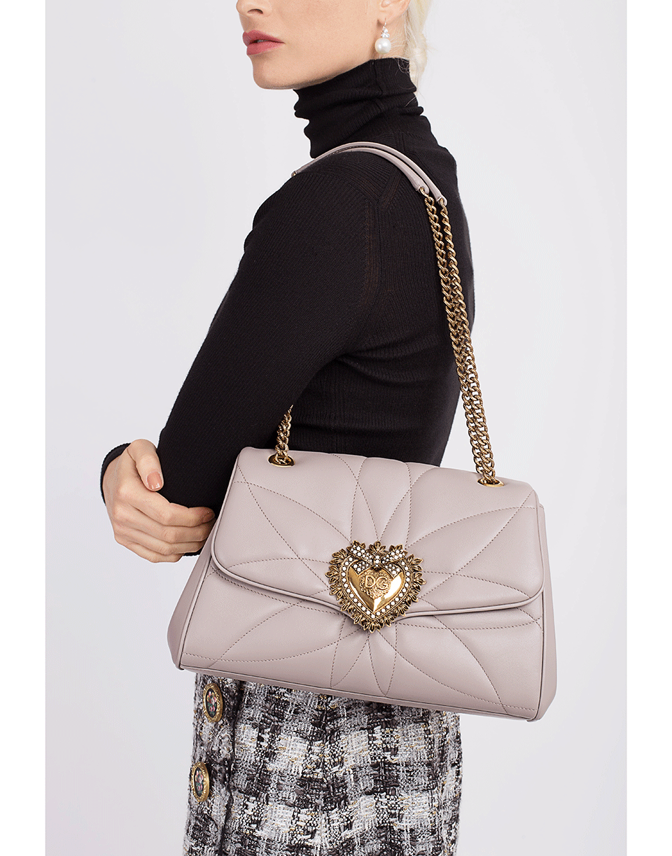 DOLCE & GABBANA-Dark Grey Devotion Medium Flap Bag-DK GREY