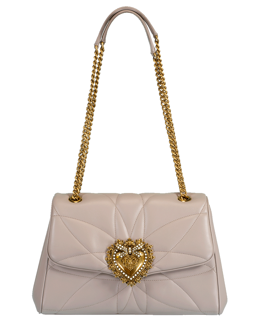 DOLCE & GABBANA-Dark Grey Devotion Medium Flap Bag-DK GREY