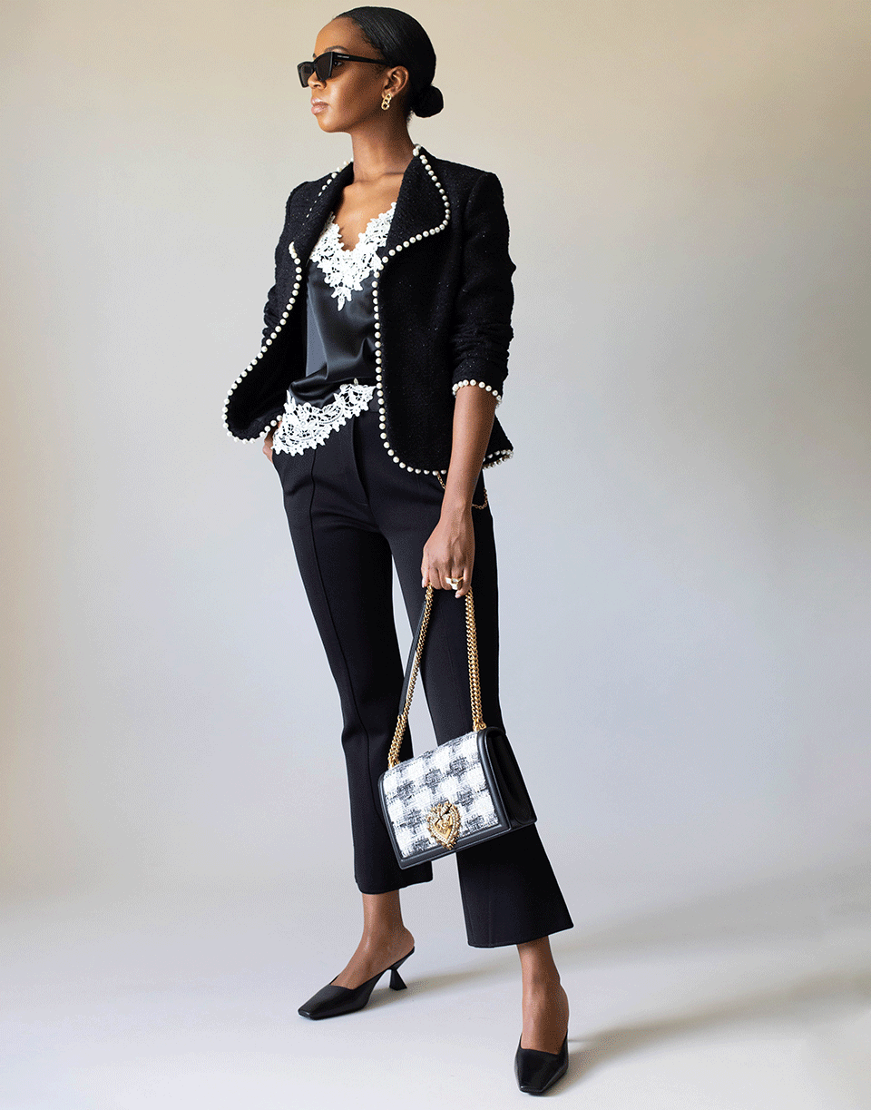 DOLCE & GABBANA-Tweed Devotion Flap Bag-GREY/SILVER