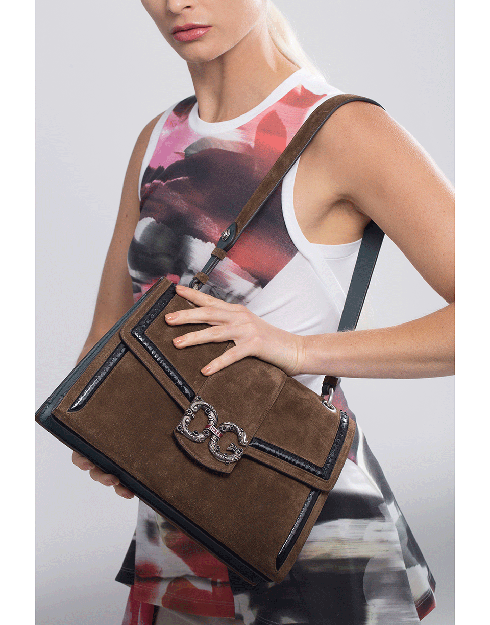 DOLCE & GABBANA-DG Amore Top Handle Shoulder Bag-HAZL/BLK