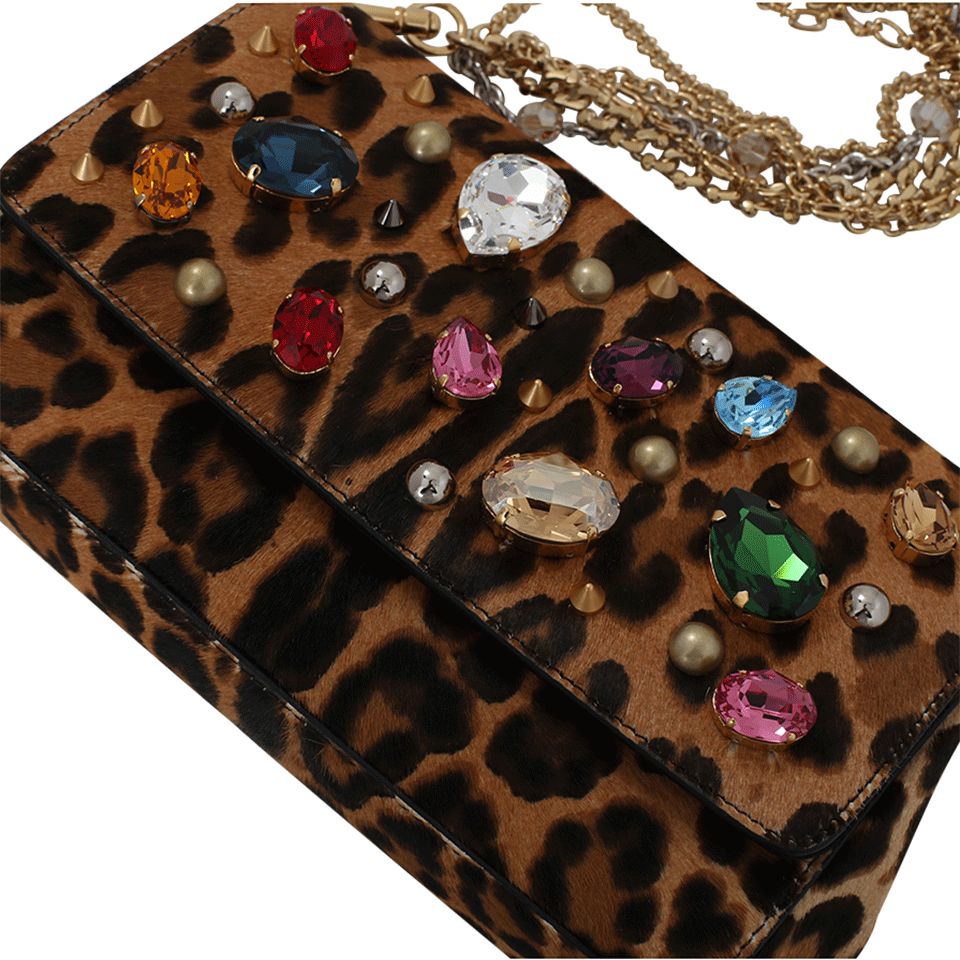 DOLCE & GABBANA-Leopard Print Jeweled Bag-LEOPARD