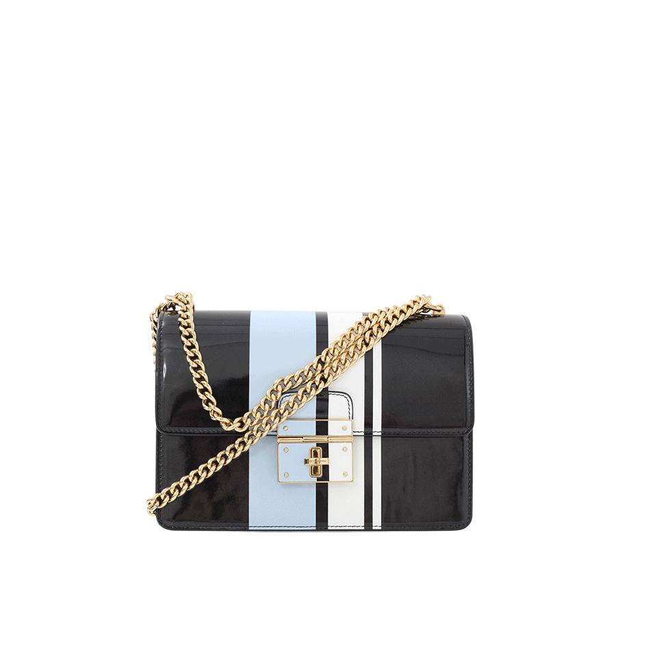 DOLCE & GABBANA-Rosalie Stripe Bag-NVY/WHT