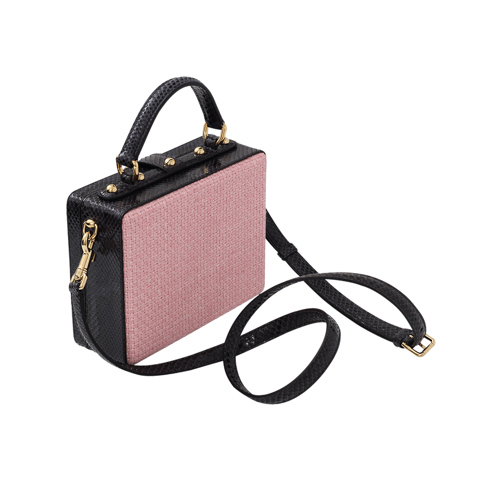 DOLCE & GABBANA-Raffia And Python Box Purse-PINK