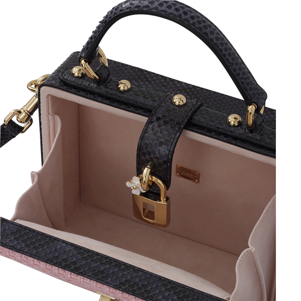 DOLCE & GABBANA-Raffia And Python Box Purse-PINK
