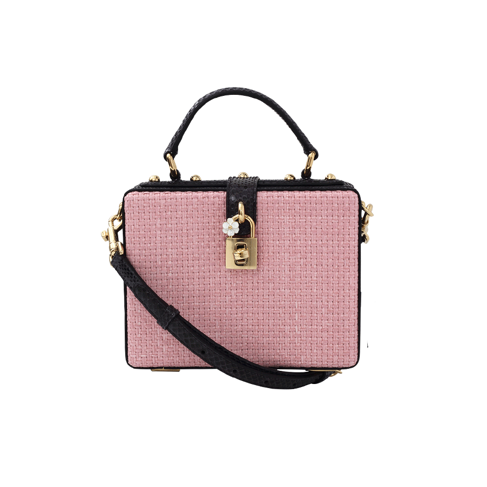 DOLCE & GABBANA-Raffia And Python Box Purse-PINK