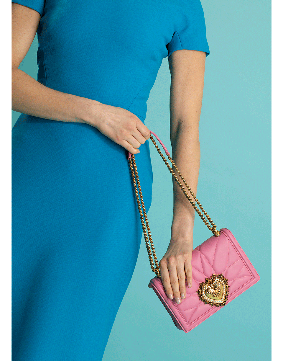 DOLCE & GABBANA-Pink Devotion Small Flap Bag-PINK
