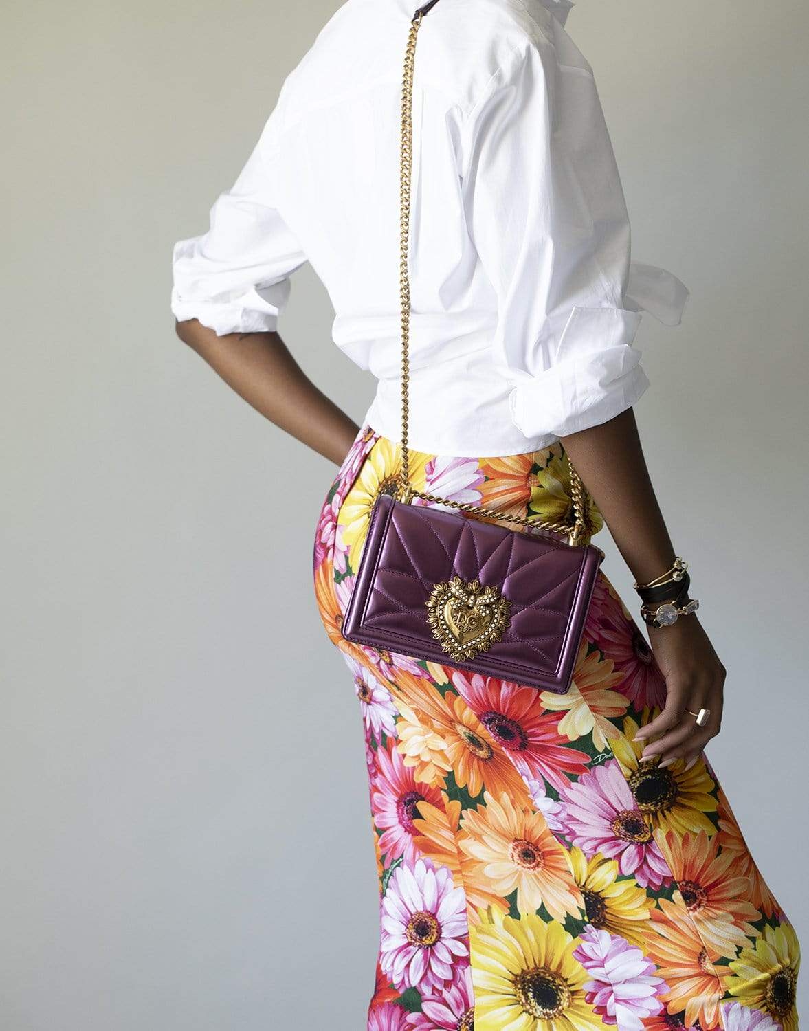 DOLCE & GABBANA-Purple Quilted Nappa Medium Devotion Bag-PURPLE