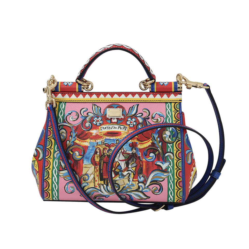 DOLCE & GABBANA-Carretto Print Mini Sicily Bag-RED