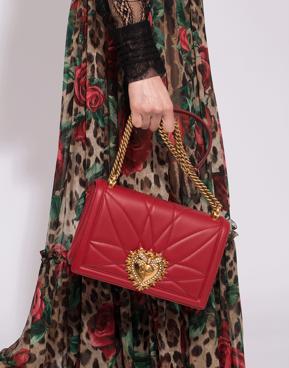 DOLCE & GABBANA-Red Devotion Medium Flap Chain Bag-RED