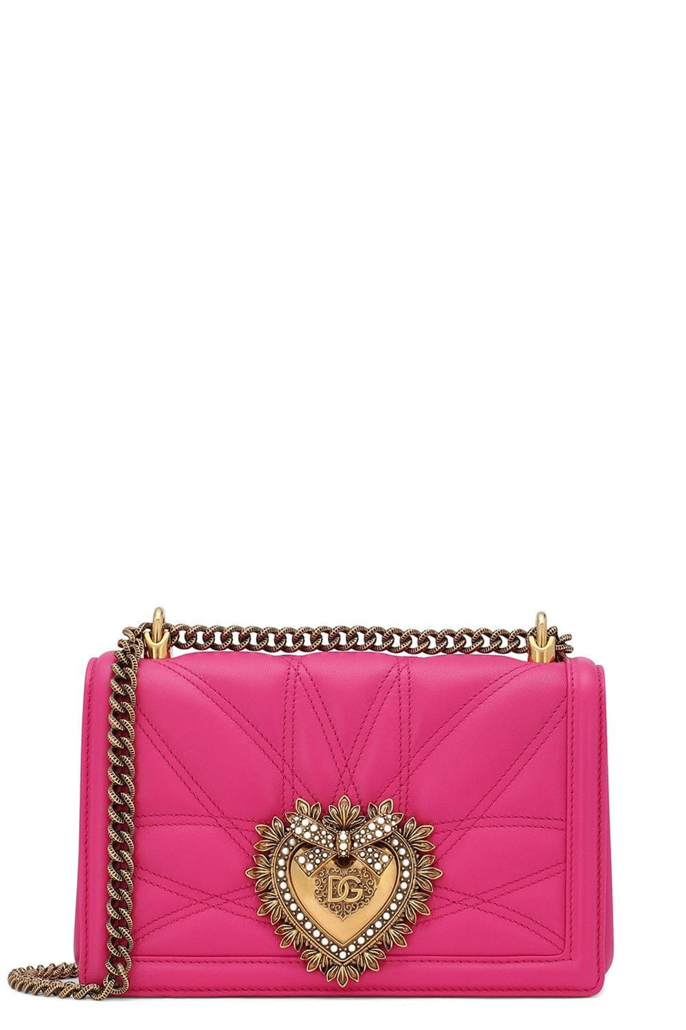 Heart Logo Quilted Pink Flap Bag