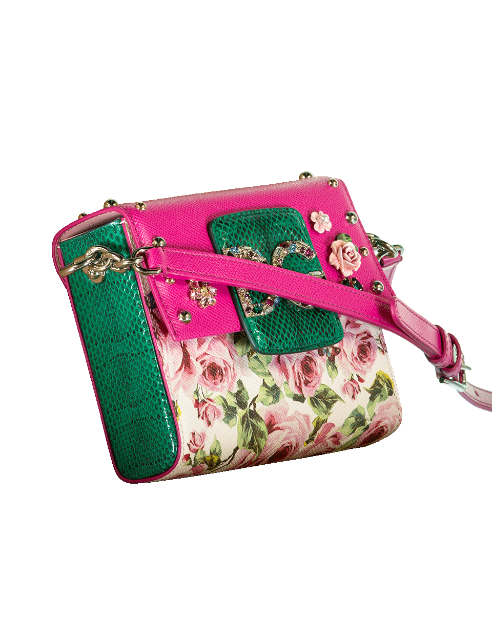 DOLCE & GABBANA-Rose Print Mini Crossbody Bag-ROSA