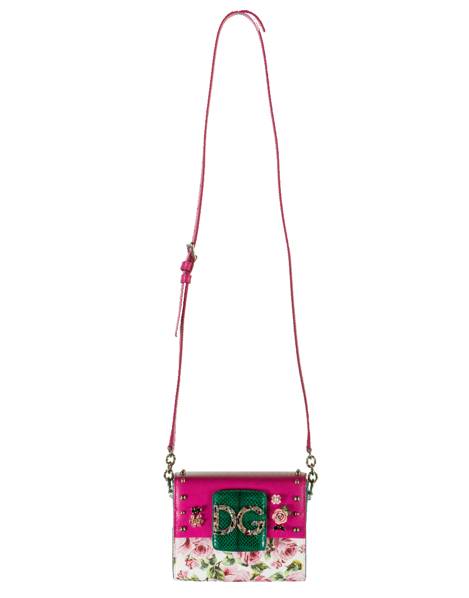 DOLCE & GABBANA-Rose Print Mini Crossbody Bag-ROSA