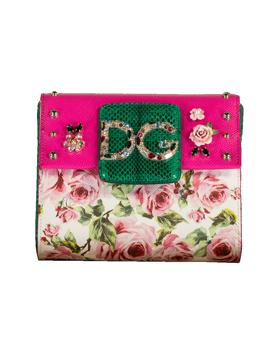DOLCE & GABBANA-Rose Print Mini Crossbody Bag-ROSA