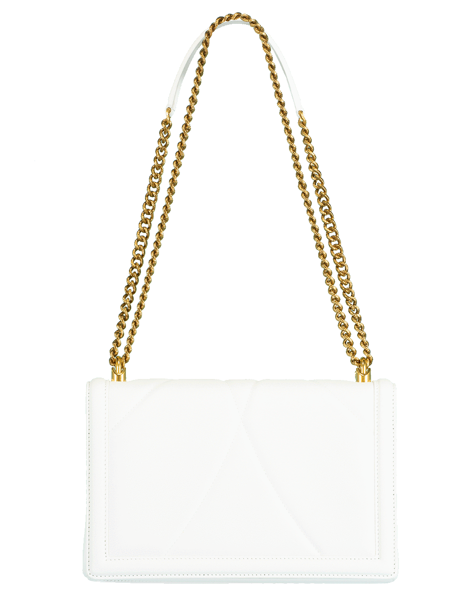 DOLCE & GABBANA-White Devotion Medium Flap Chain Bag-WHITE
