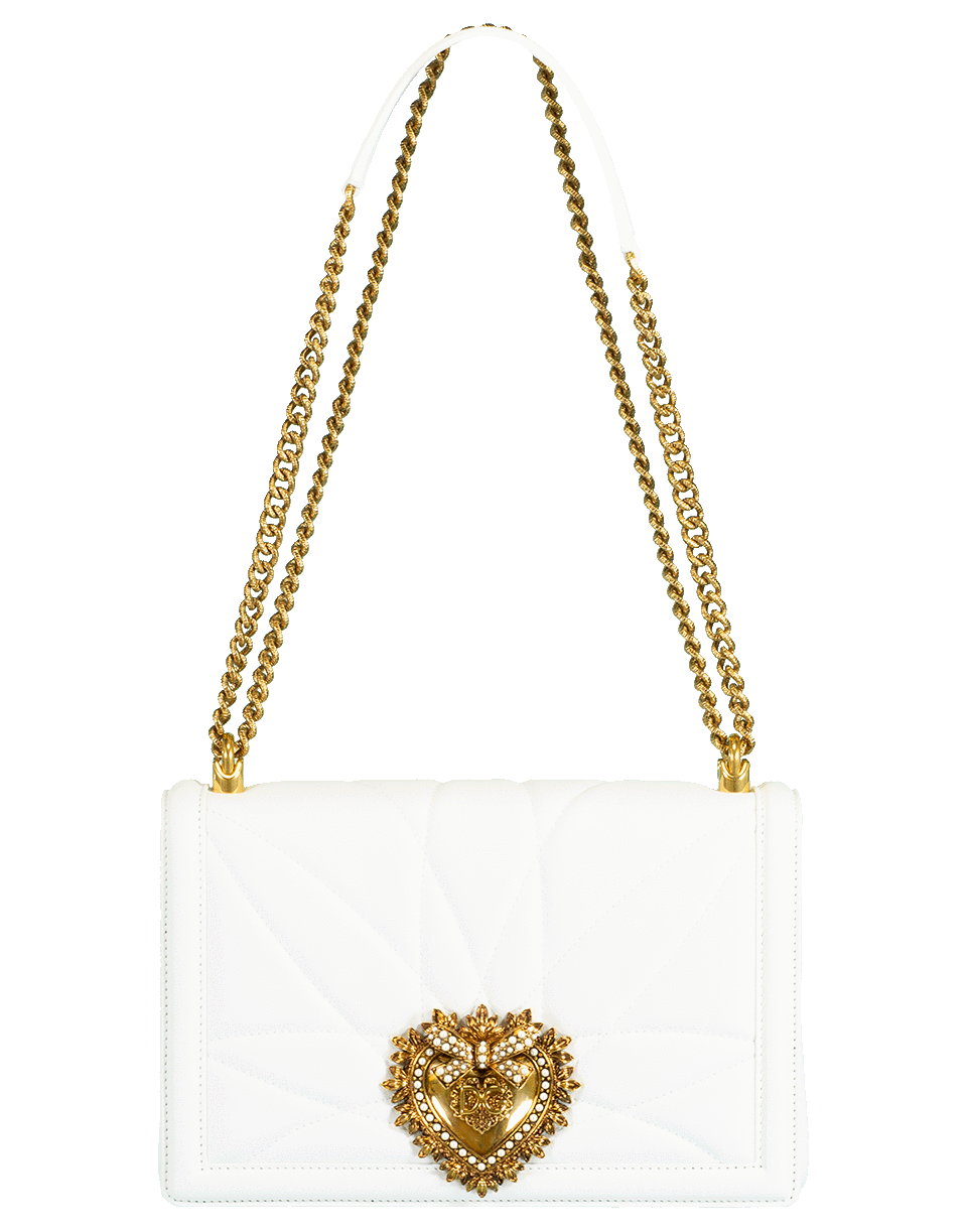 DOLCE & GABBANA-White Devotion Medium Flap Chain Bag-WHITE