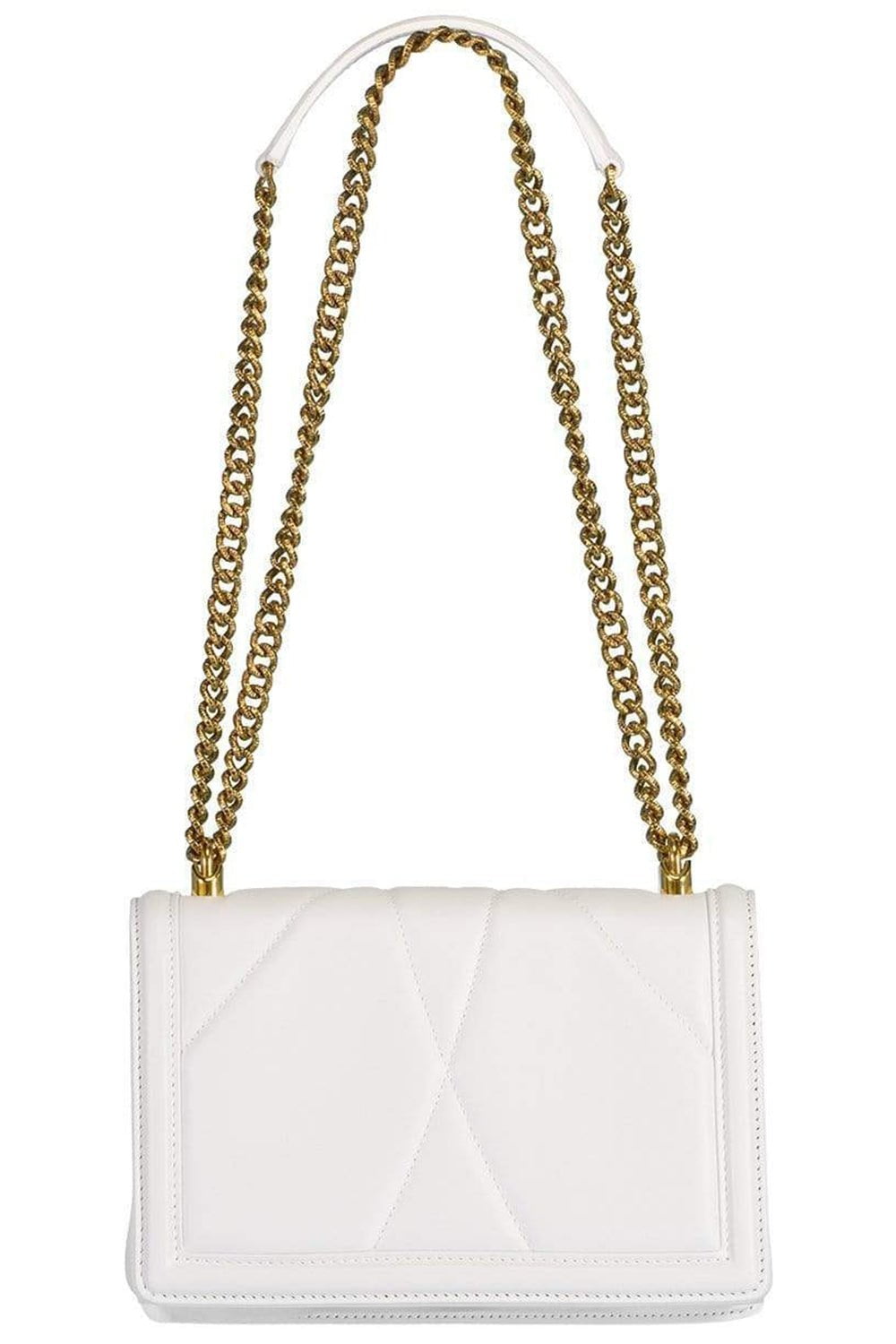 DOLCE & GABBANA-White Medium Devotion Flap Chain Bag-WHITE