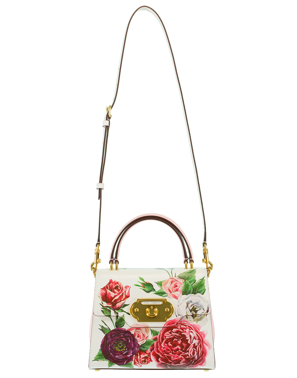 DOLCE & GABBANA-Rose Print Bag-WHT/PNK