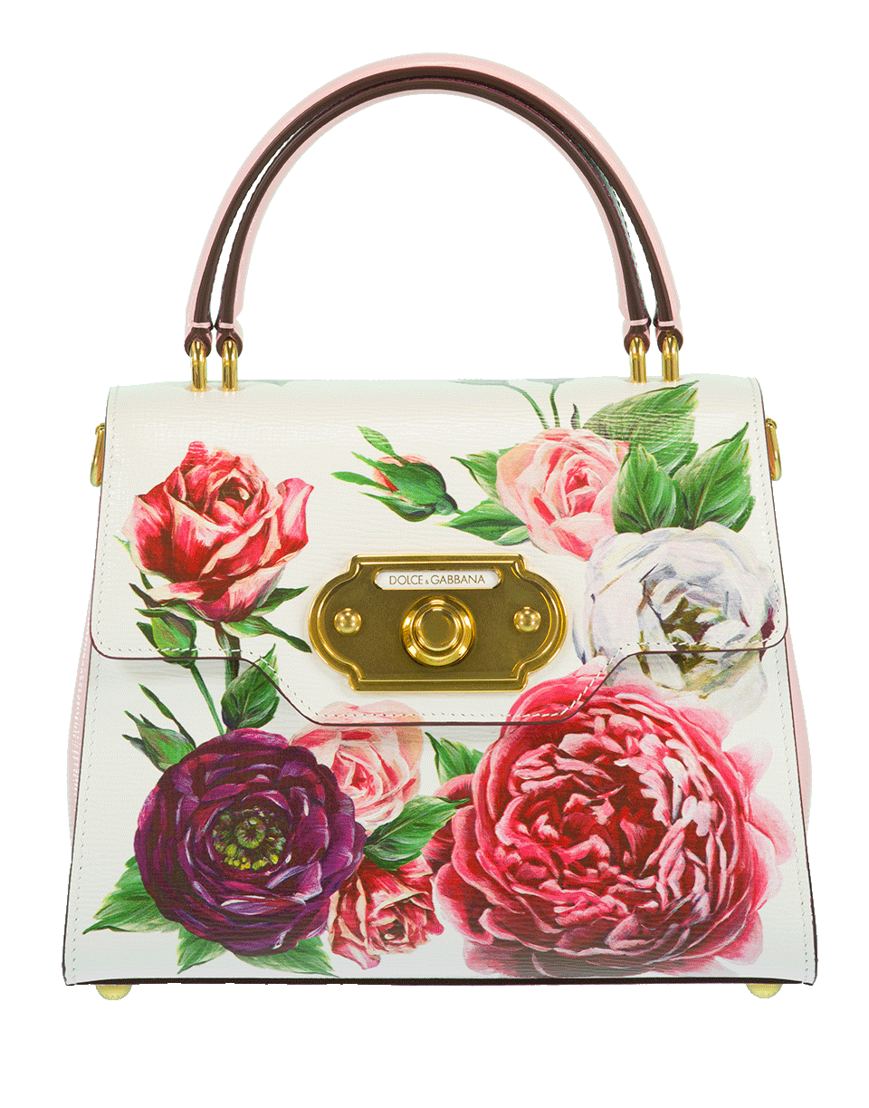 DOLCE & GABBANA-Rose Print Bag-WHT/PNK