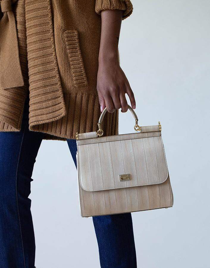 DOLCE & GABBANA-Beige Sicily Top Handle Bag-BEIGE