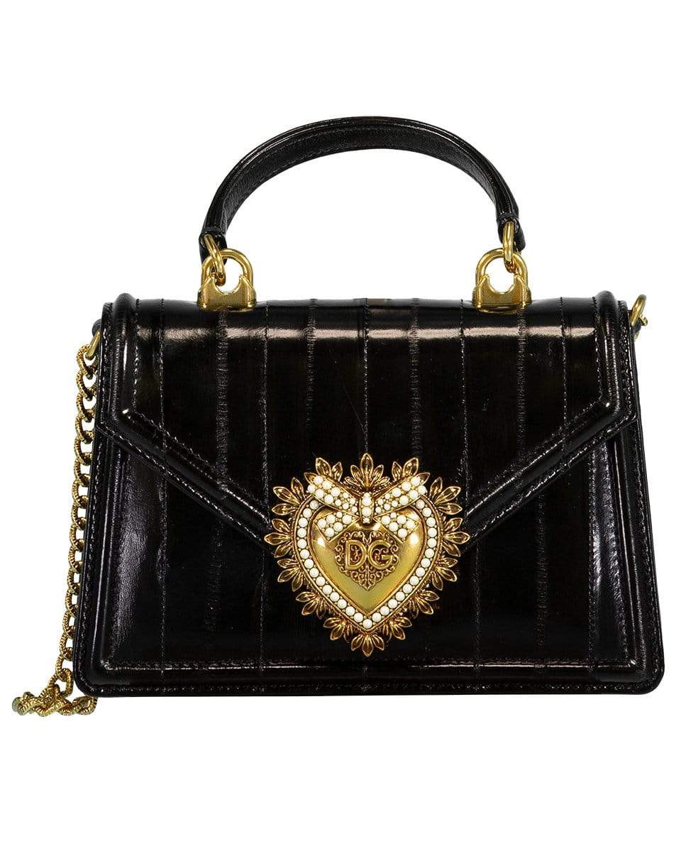 DOLCE & GABBANA-Black Mini Devotion Top Handle-BLACK