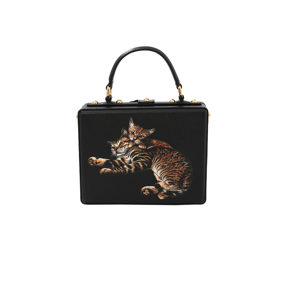 DOLCE & GABBANA-Cat Print Box Bag-BLACK