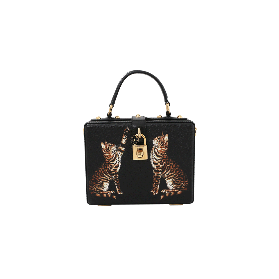 DOLCE & GABBANA-Cat Print Box Bag-BLACK