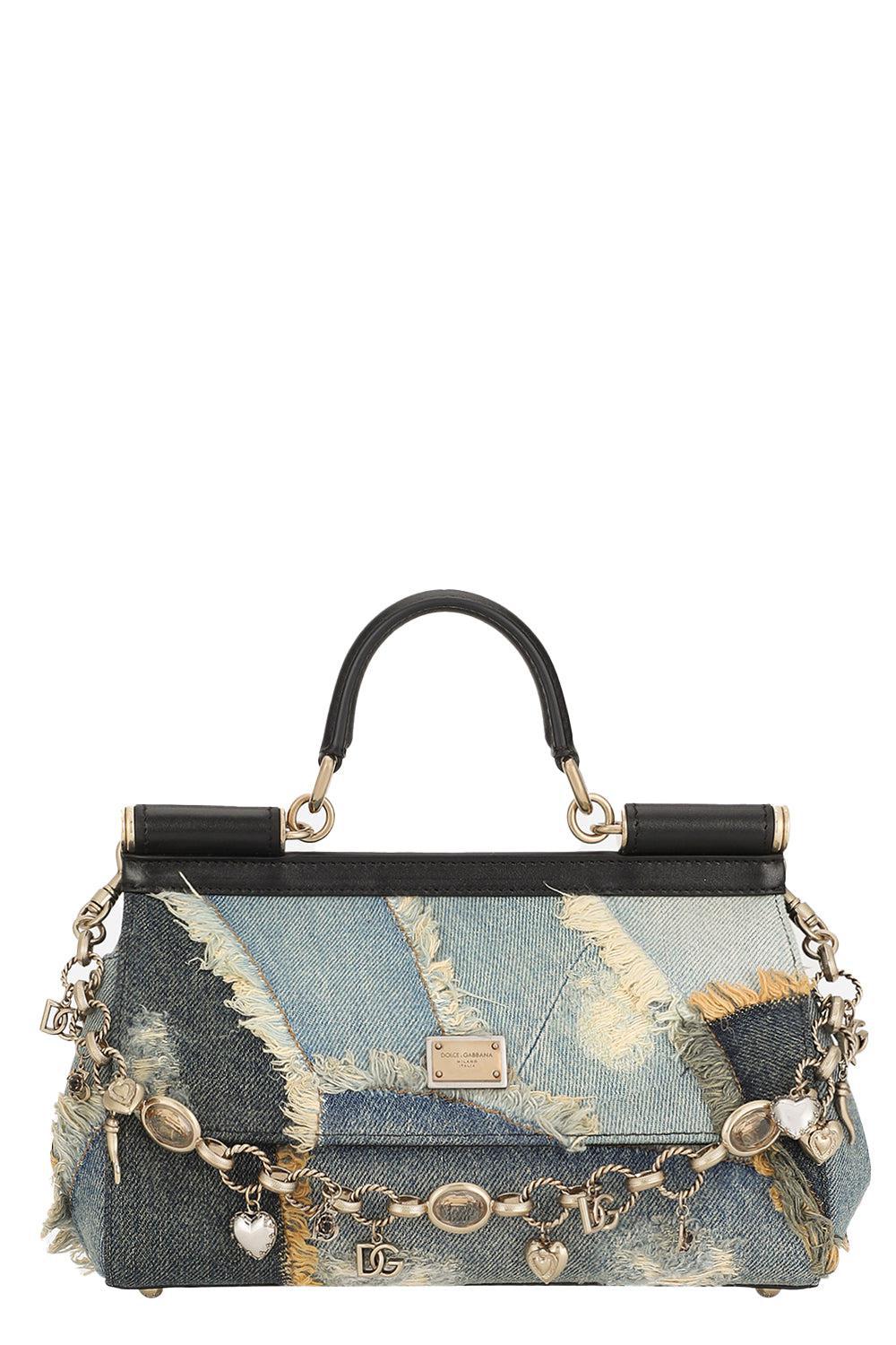 DOLCE & GABBANA-Elongated Sicily Bag - Patchwork Denim-BLU