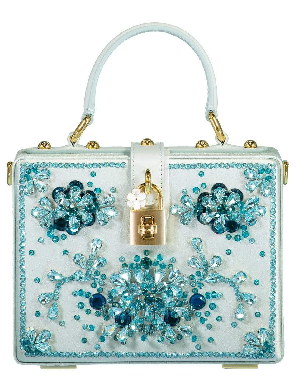 DOLCE & GABBANA-Bejeweled Embroidered Satin Dolce Box Bag-BLUE