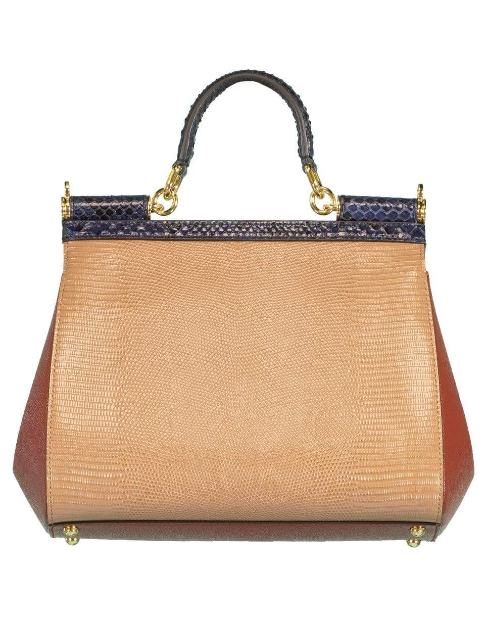 DOLCE & GABBANA-Python Colorblock Sicily Handle Bag-BLUE