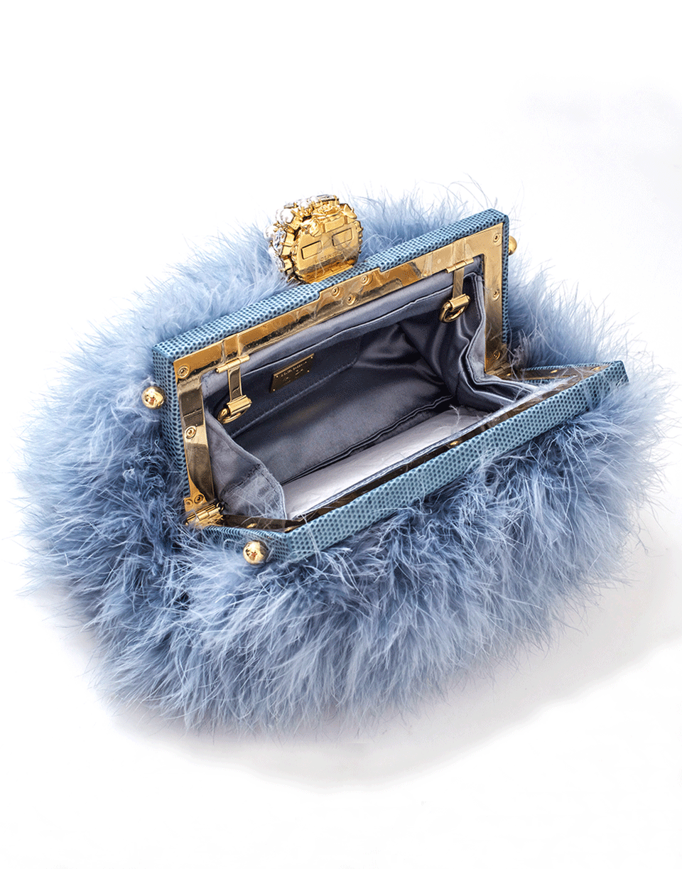 DOLCE & GABBANA-Feather Evening Bag-CERULEO