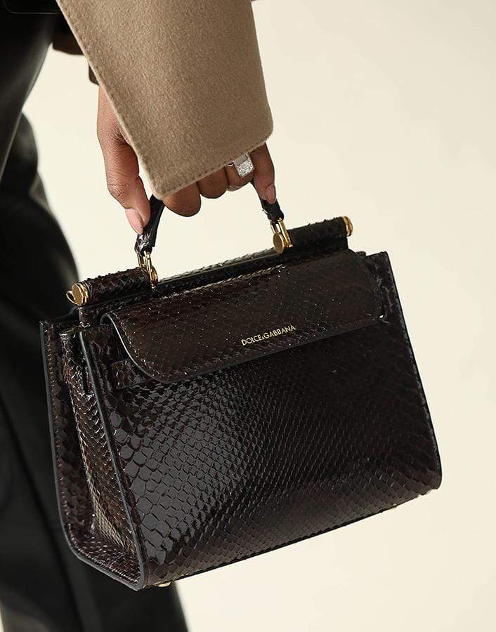 DOLCE & GABBANA-Chocolate Sicily 62 Mini Top Handle Bag-CHOCOLAT