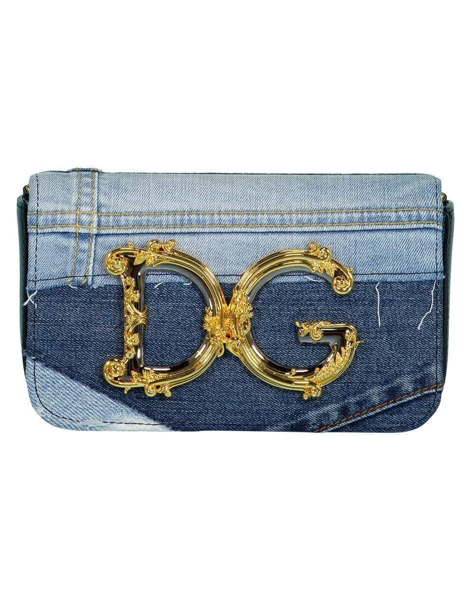DOLCE & GABBANA-DG Girls Clutch In Patchwork Denim And Plain Calfskin-DENIM