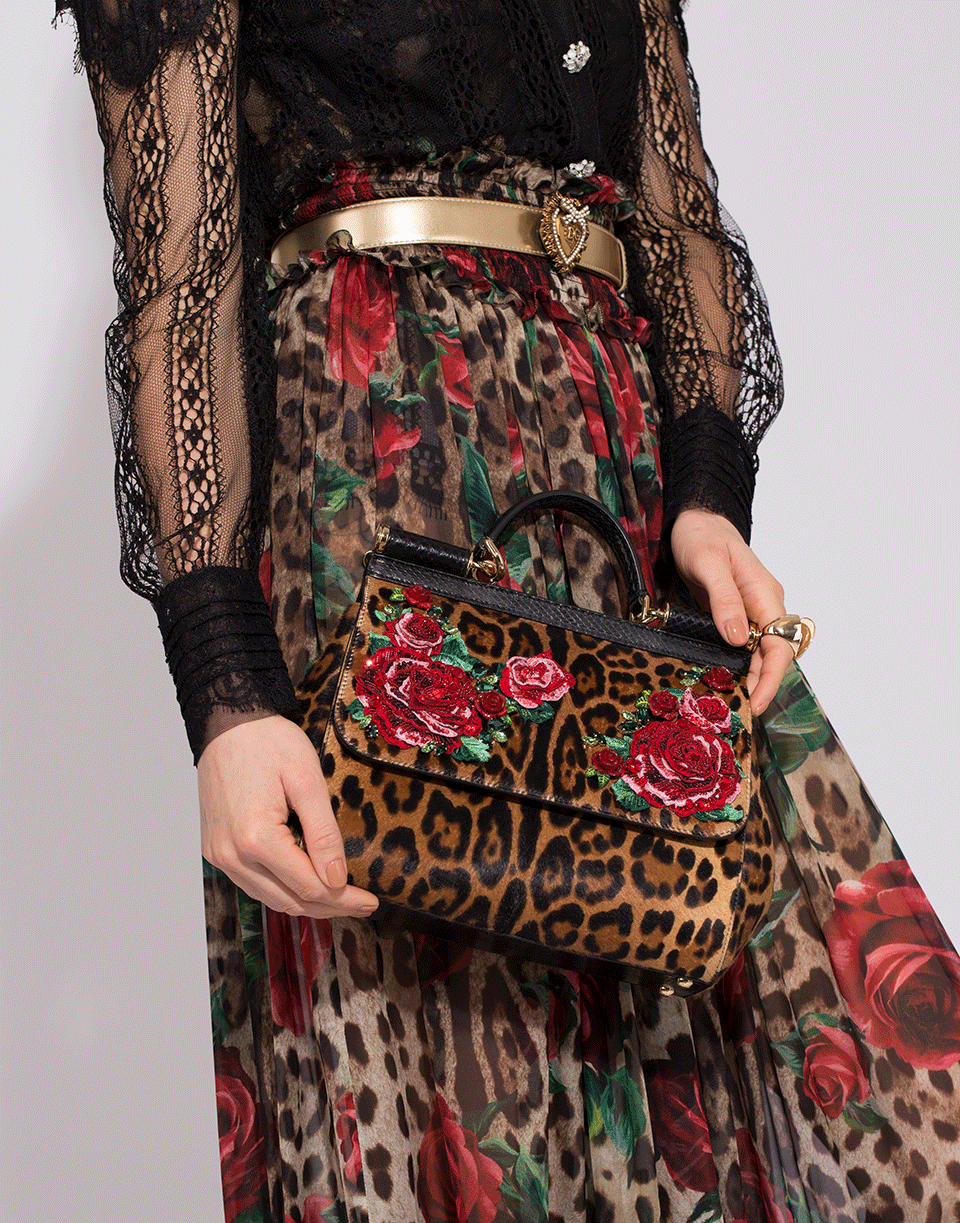 DOLCE & GABBANA-Sicily Medium Top Handle Bag-LEOPARD