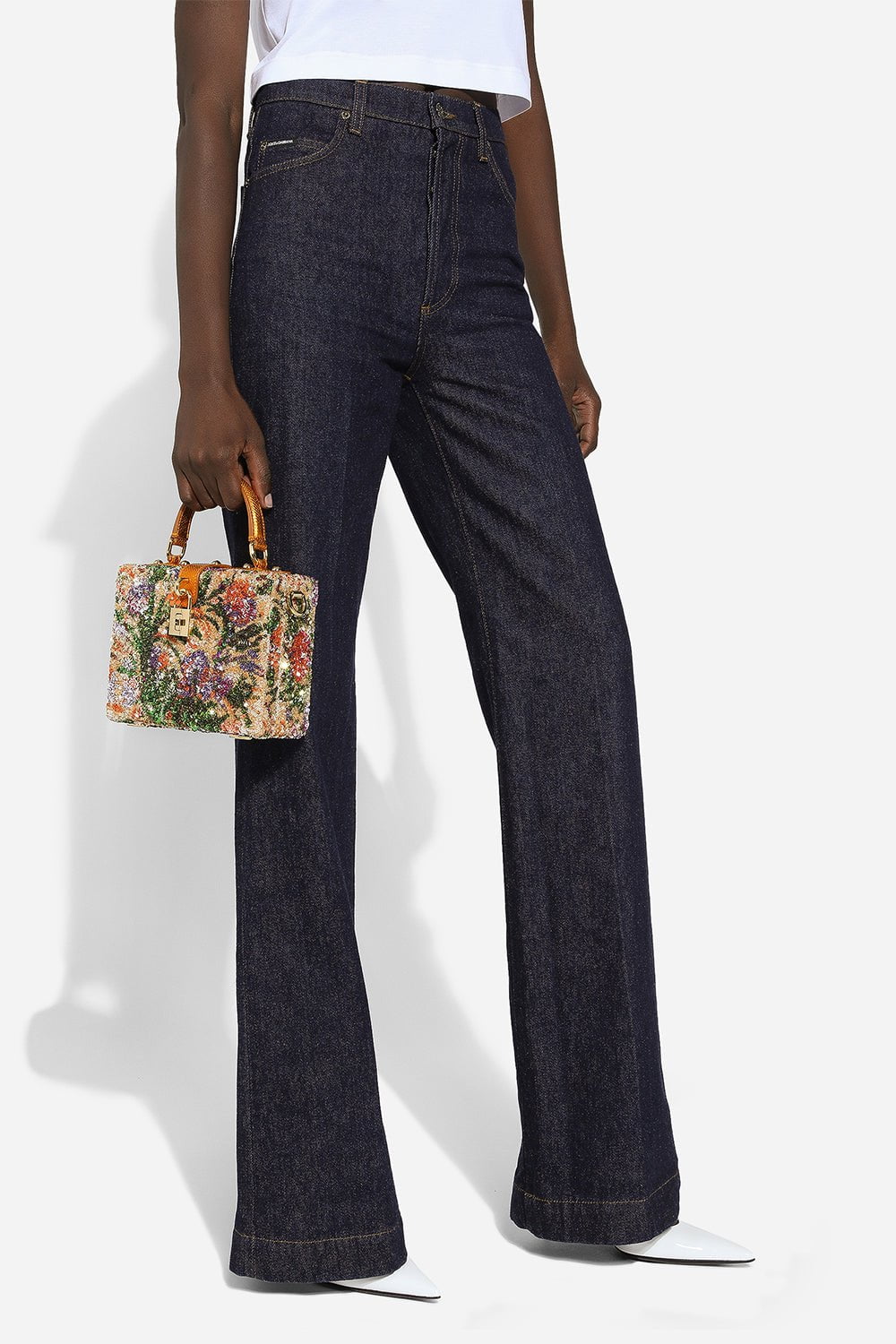 DOLCE & GABBANA-Beaded Floral Hard Box Bag-MULTI