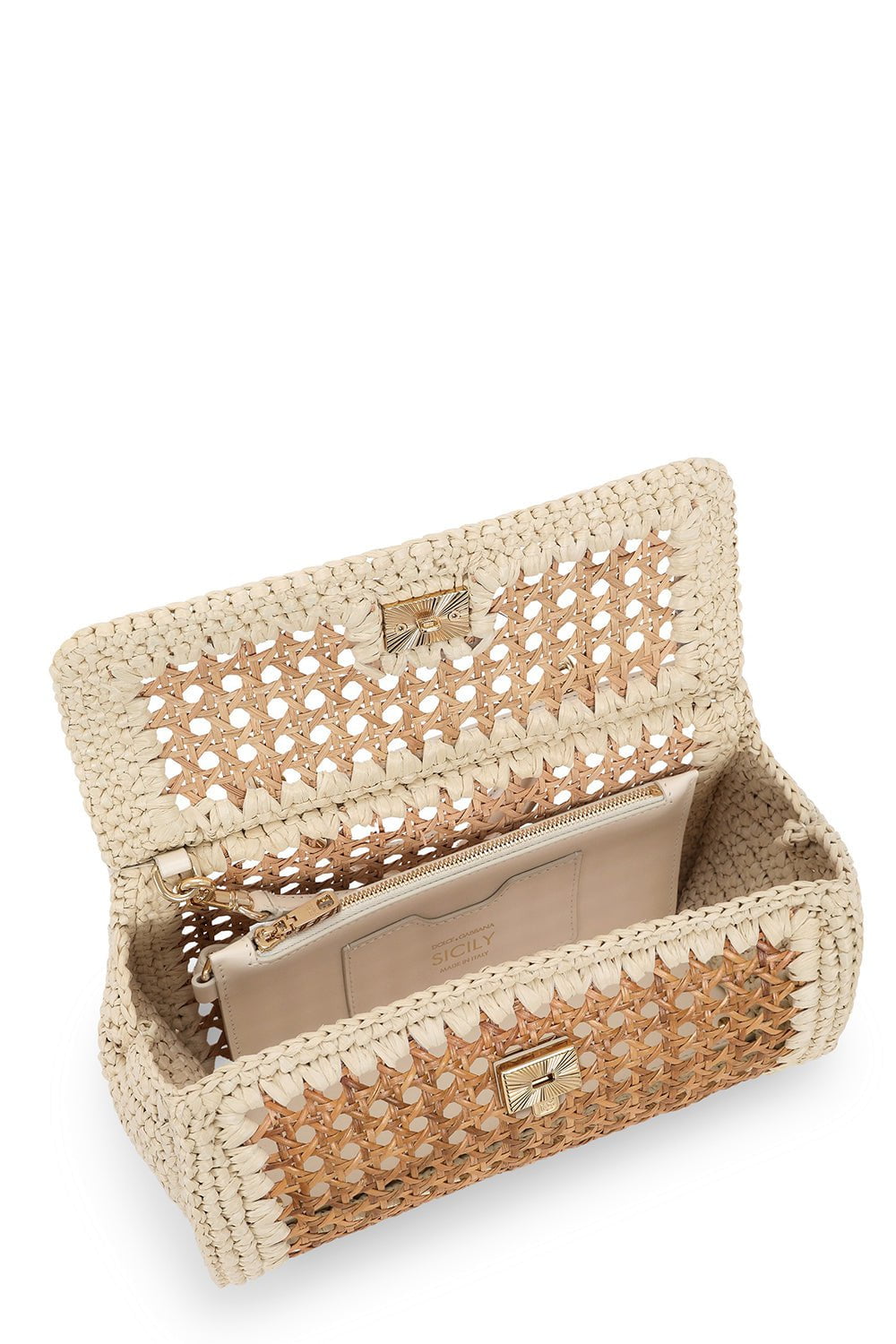 DOLCE & GABBANA-Elongated Sicily Bag - Straw Beige-NAT/AVOR